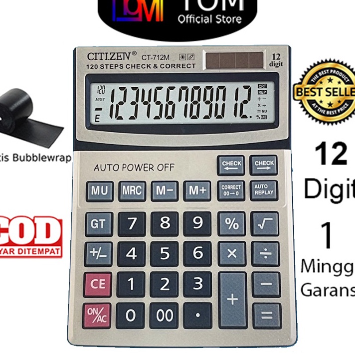 

Terlaris Kalkulator CT712M 12 Digit Calculator Check Dual 2 Power