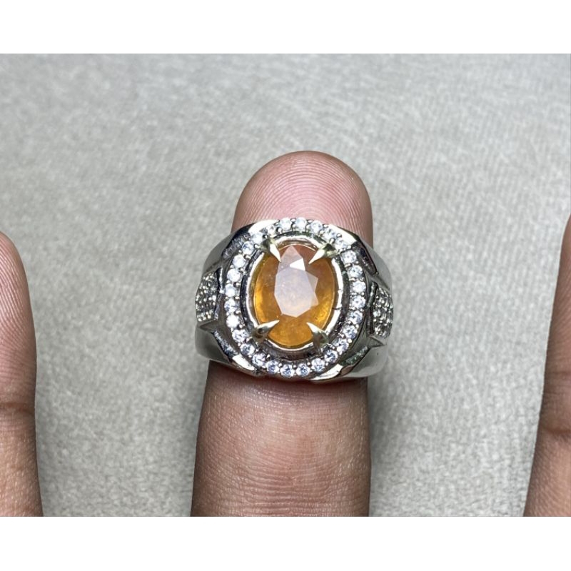 batu yellow safir Yakut cincin natural yellow sapphire corundum africa dim 11x8.5
