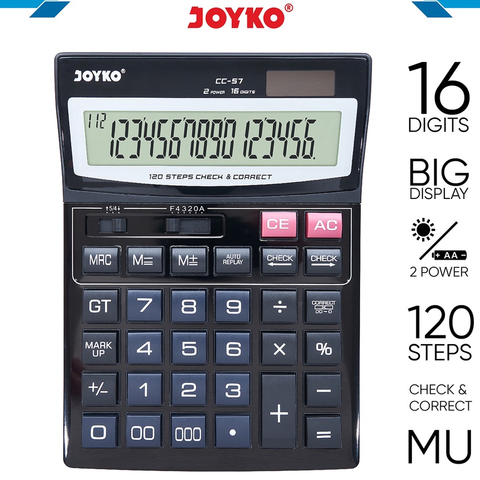 

Terlaku Calculator Kalkulator Joyko CC57 16 Digits