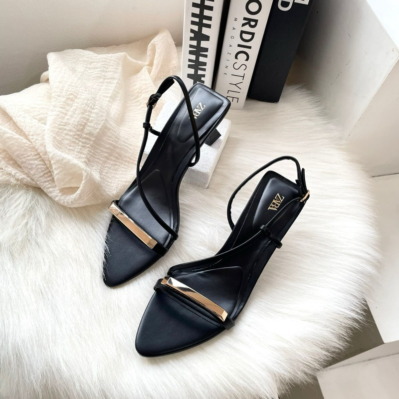 Strappy heeled sandals 7cm by Zara import high quality fashion shoes sandal wanita hak tinggi pesta 