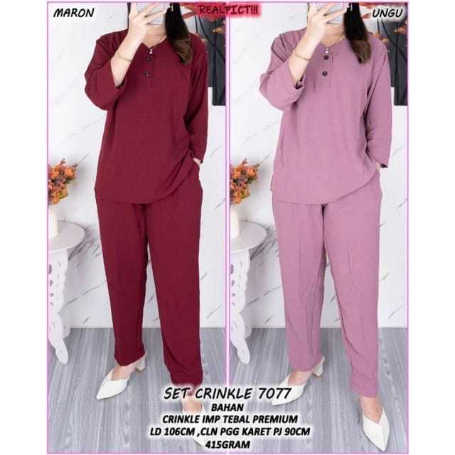 Setelan Crinkle Airflow 7077 / Setelan Crinkle Airflow Wanita
