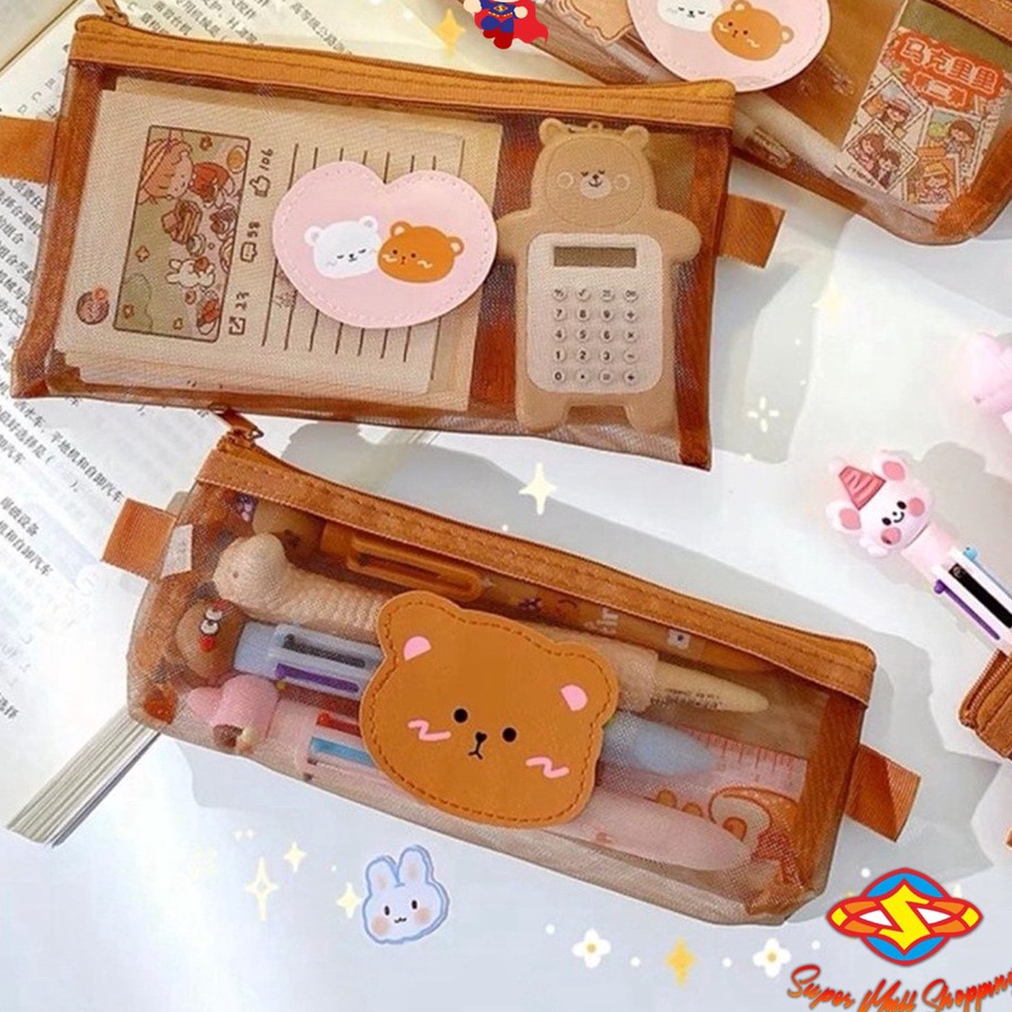 

Kirim Langsung SMS Tempat Pensil Zipper Coklat Motif Beruang Dompet Pensil Coklat Lucu Motif Bear Tempat Makeup Teddy Brown Model Jaring Transparan dan Multicolour Cute