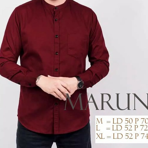 SALE kemeja shanghai pria tanpa kerah  kemeja shanghai lengan panjang  kemeja shanghai polos