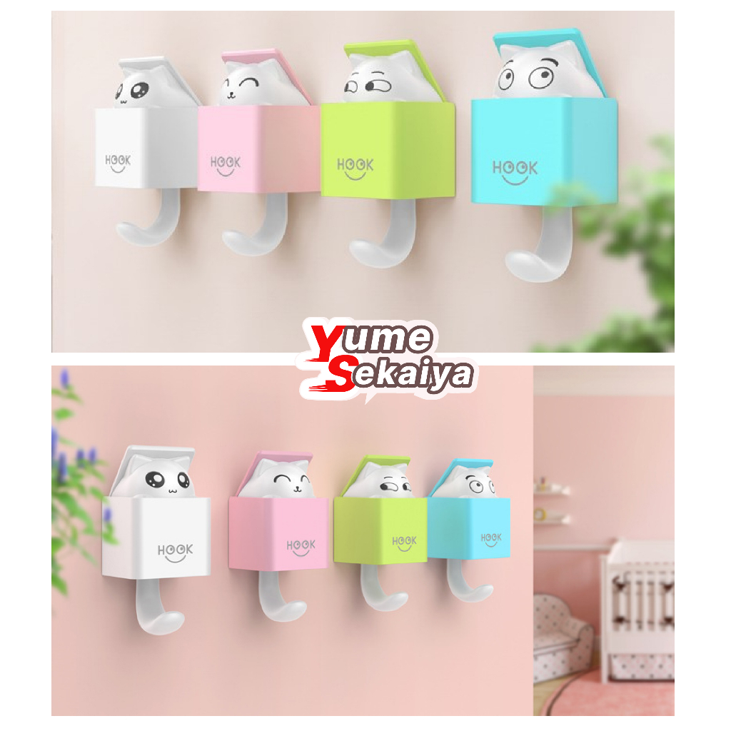 Gantungan Barang / Hook Baju / Gantungan Tempel / Kait Dinding / Gantungan Lucu Katakter Kucing / Ca