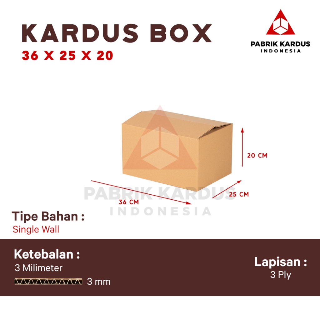 

Pabrik Kardus Box Packing Pindahan Karton Box 36cm x 25cm x 20cm Box Polos