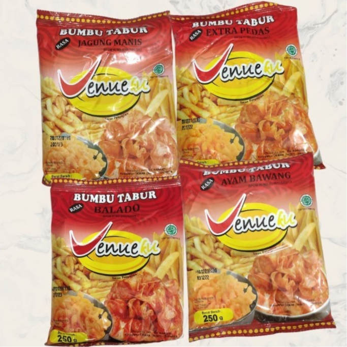 

VENUS BUMBU TABUR VENUSKU 100G VENUS BALADO / JAGUNG MANIS / EXTRA PEDAS