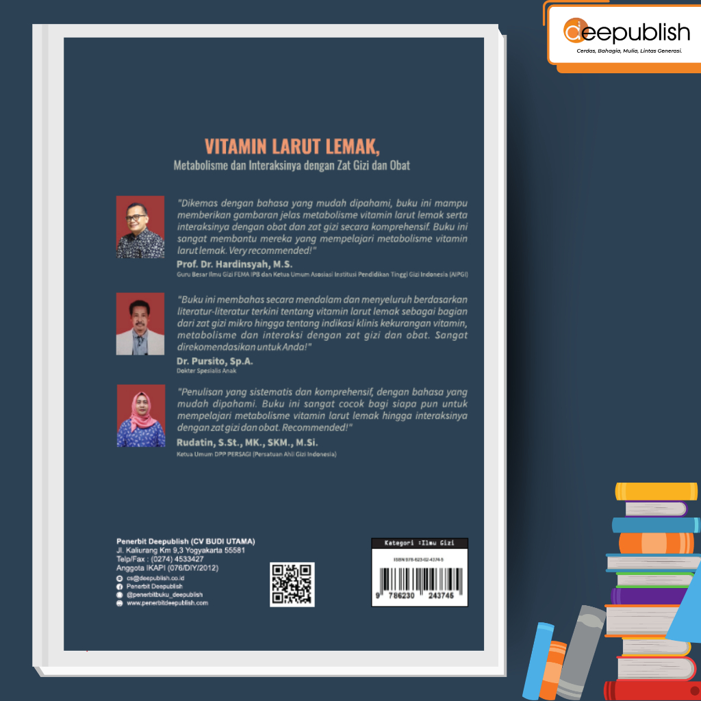 Deepublish - Buku Vitamin Larut Lemak, Metabolisme dan Interaksinya dengan Zat Gizi dan Obat (BW) - BUKU KESEHATAN-1