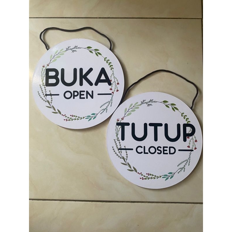 signboard gantung open/close putih