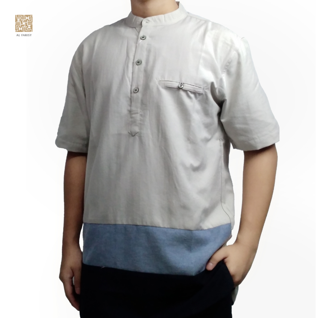 Alfarisy Hizam Comb Baju Koko Modern Pria Dewasa Kemko Lengan Pendek