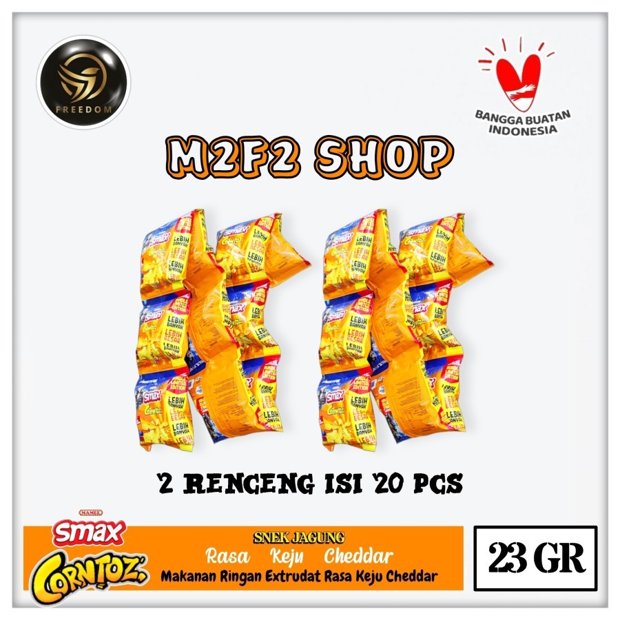 Mamee Snack Corntoz Camilan Rasa Keju Cheddar Sachet - 23 gr (Kemasan 2 Renceng)