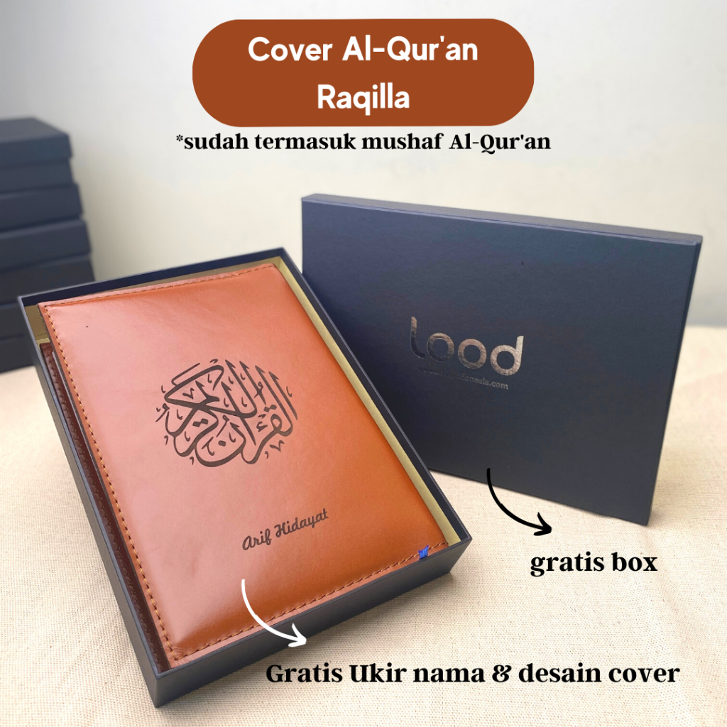 Cover Al Quran Kulit Asli - Sampul Al Quran Raqilla (Termasuk Al-Quran) Cover Leather - Gratis Ukir 