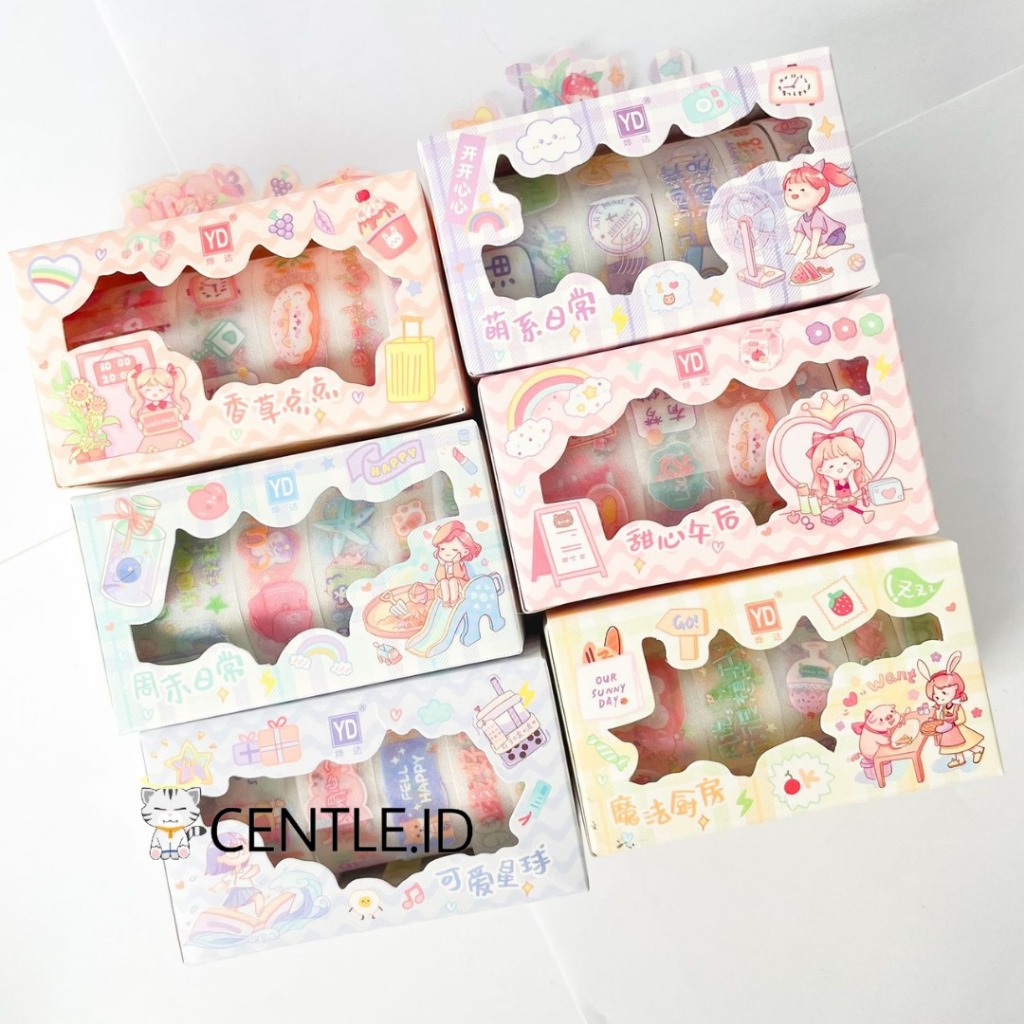 

CENTLE.ID Washi tape 1 Set isi 5 solatip sticker 5 roll set YD-5RMS