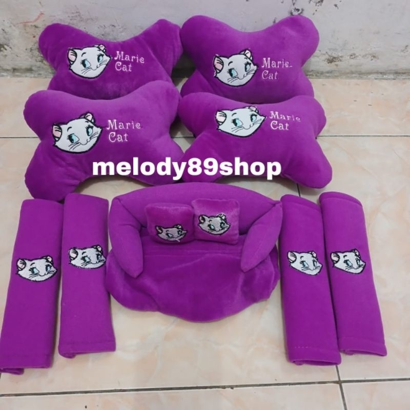 Bantal Mobil Marie Cat Ungu/Bantal Set Marie Cat/Paket Bantal Mobil Marie Ungu/Bantal Mobil Set
