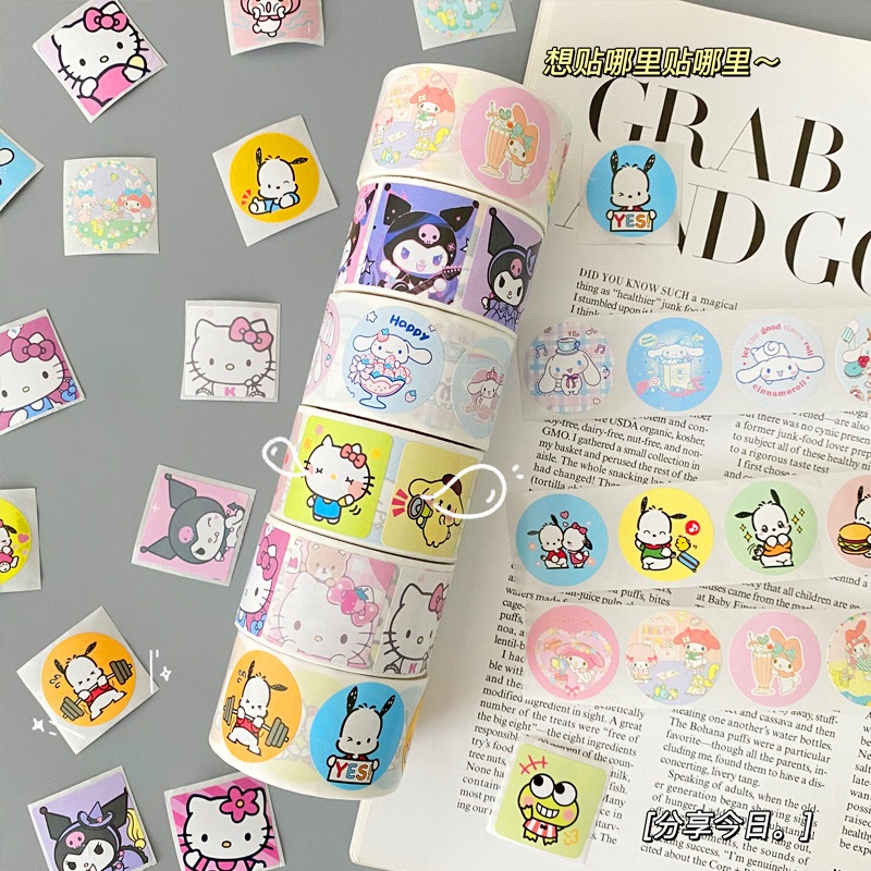 

Tape stiker aesthetic Motif karakter kartun lucu perempuan Masking tape sticker PVC Diary scrapbook DIY Waterproof daily planner