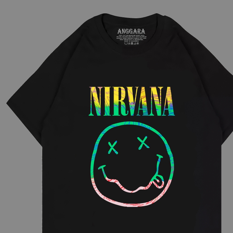 kaos band H&M nirvana smile / baju band nirvana / kaos distro nirvana unisex pria wanita