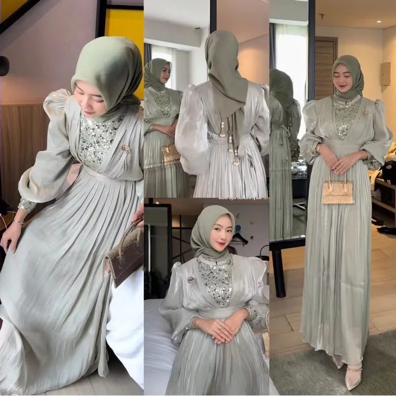 Gamis Kondangan Fashion Muslimah Wanita Terbaru 2024 Dress Gamis Impor Trend Kekinian ADELIA Dress B