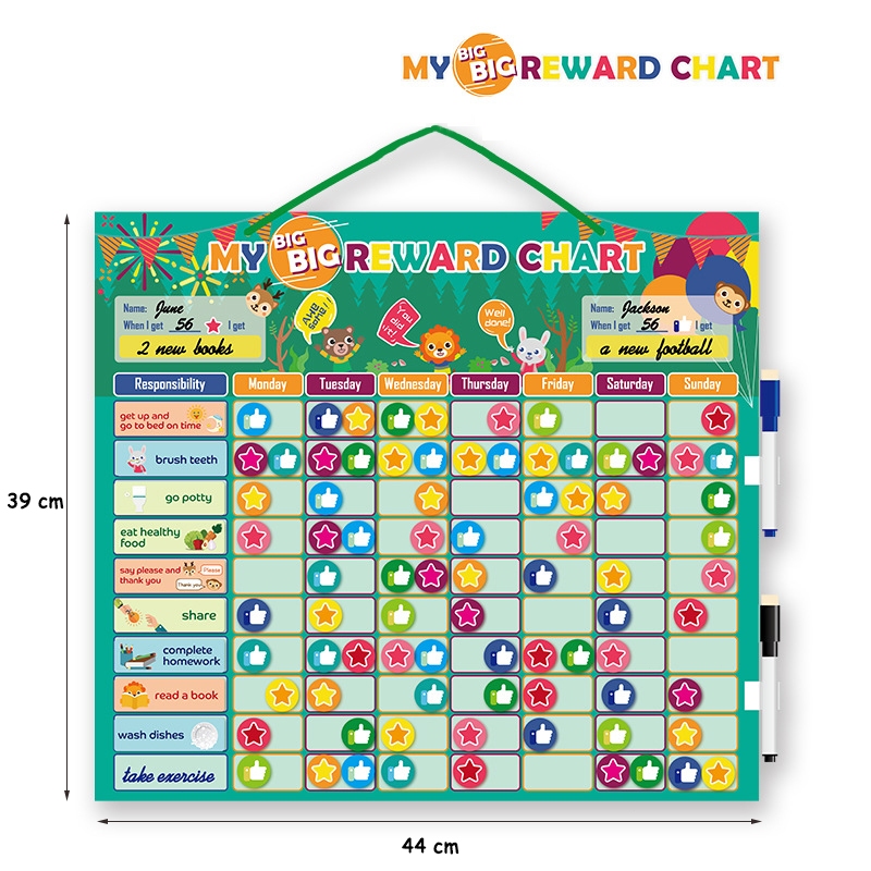 155pcs Jumbo Reward Chart Board Anak Magnetic Papan Penghargaan Disiplin Good habits