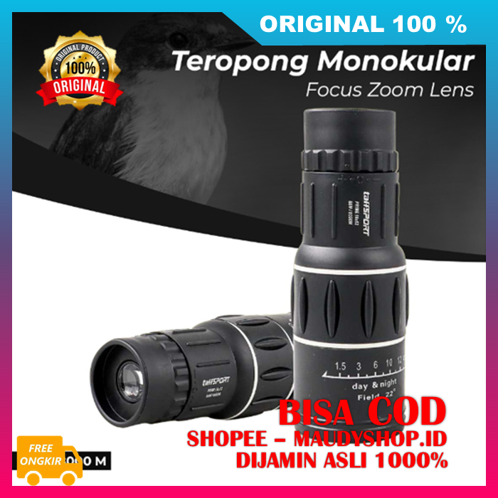 Teropong Monokular Bushnell 16x52 HD Teropong Outdoor Jarak Jauh Siang Malam ASLI ORI