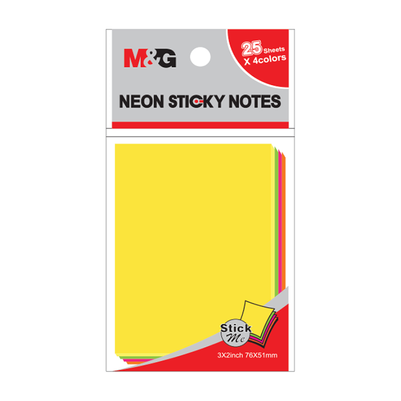 

TBMO M&G 3X2` STICKY NOTES 100S NEON COLOR (25SX4COLOR) 76X51MM-106221/YS-182