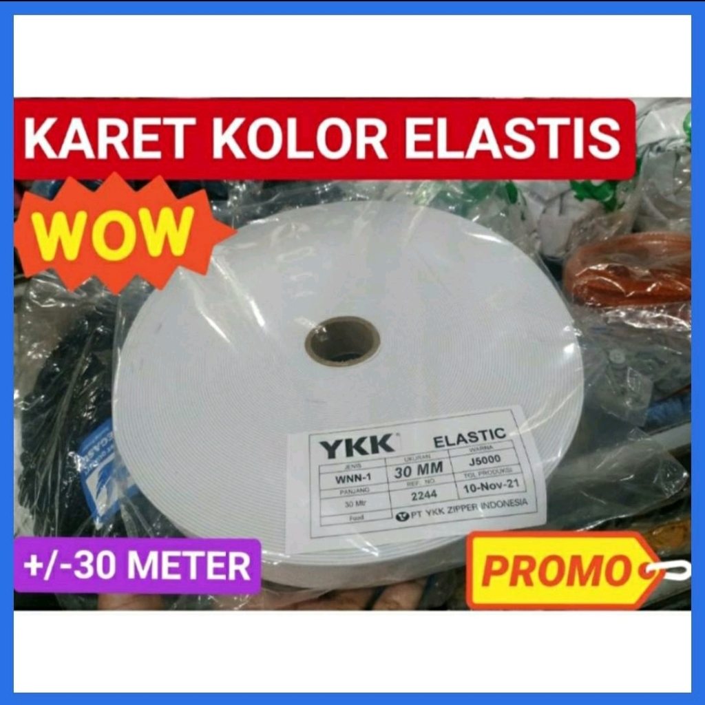 Karet Kolor Elastis 3cm per roll 5cm 2cm