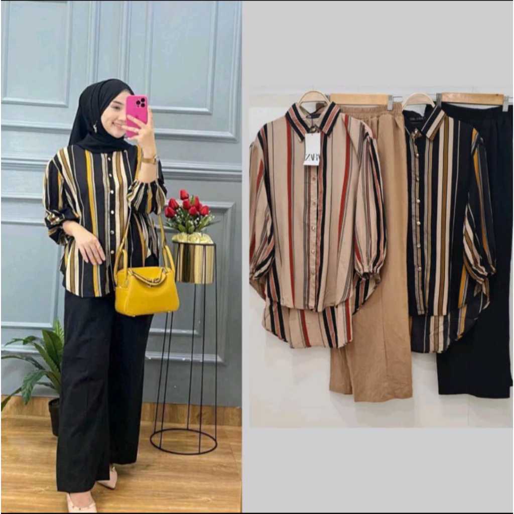 SETELAN WANITA MOTIF SALUR MALIKA // SET WANITA TERBARU // ONE SET PENJAMAS KEKINIAN TERMURAH/SETELA