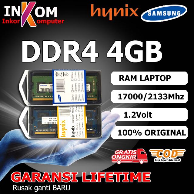 Ram Memory Laptop Sodim DDR4 4GB 8GB 16GB 2133 2400 2666 All Merk