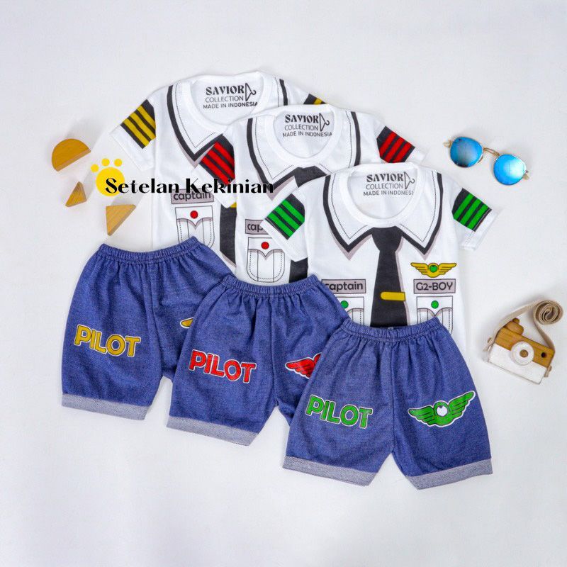 Setelan Profesi Kapten Pilot Laki Laki 0-12bulan Katun Lembut Pakaian Bayi Photoshoot