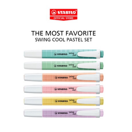 

Terlaris STABILO swing cool Pastel Highlighter Pen Marker Spidol Warna Warni Stationery Set Alat Tulis