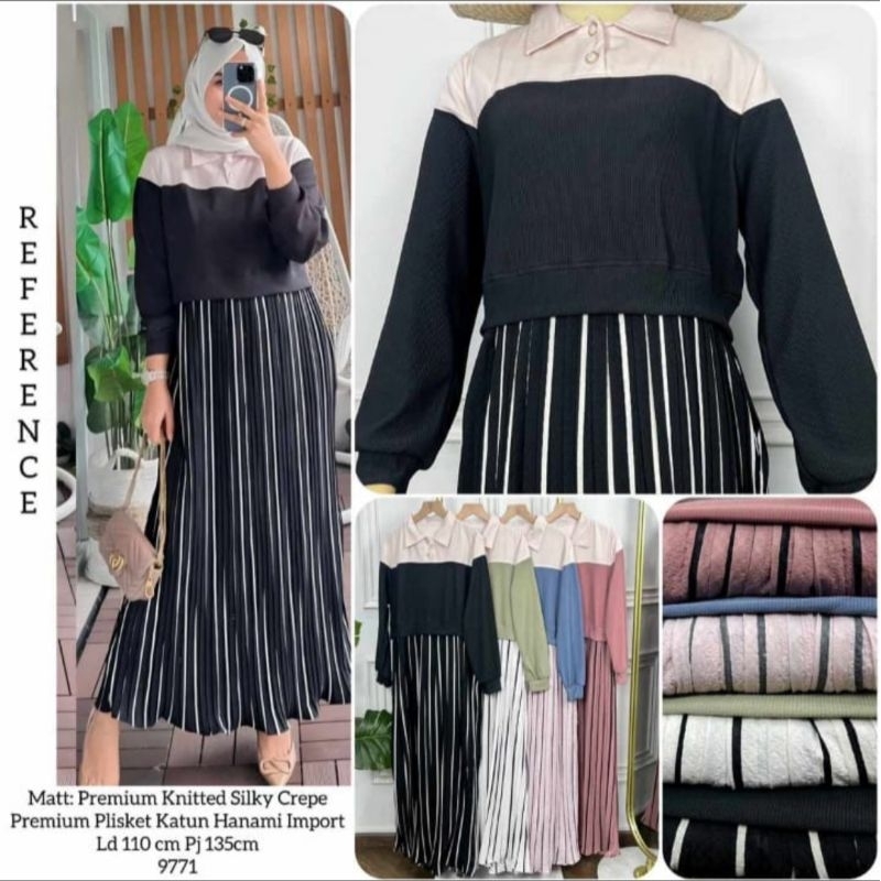 GAMIS PLISKET KNIT MIX SLIKY crepe import premium ORI BETTINA