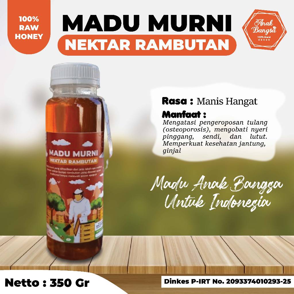 

Madu Asli Hutan Murni Nektar Rambutan 350 gram - Madu Anak Bangsa Grade A 100% Alami Raw Honey