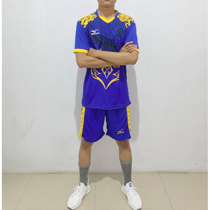 baju bola/baju futsal/baju volley/baju setelan sepeda/ kaos olahraga warna biru kuning