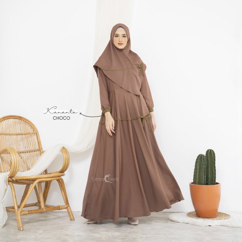 Kananta dress set emmaqueen / dress pesta / gamis pesta / gamis polos / gamis jumbo / gamis