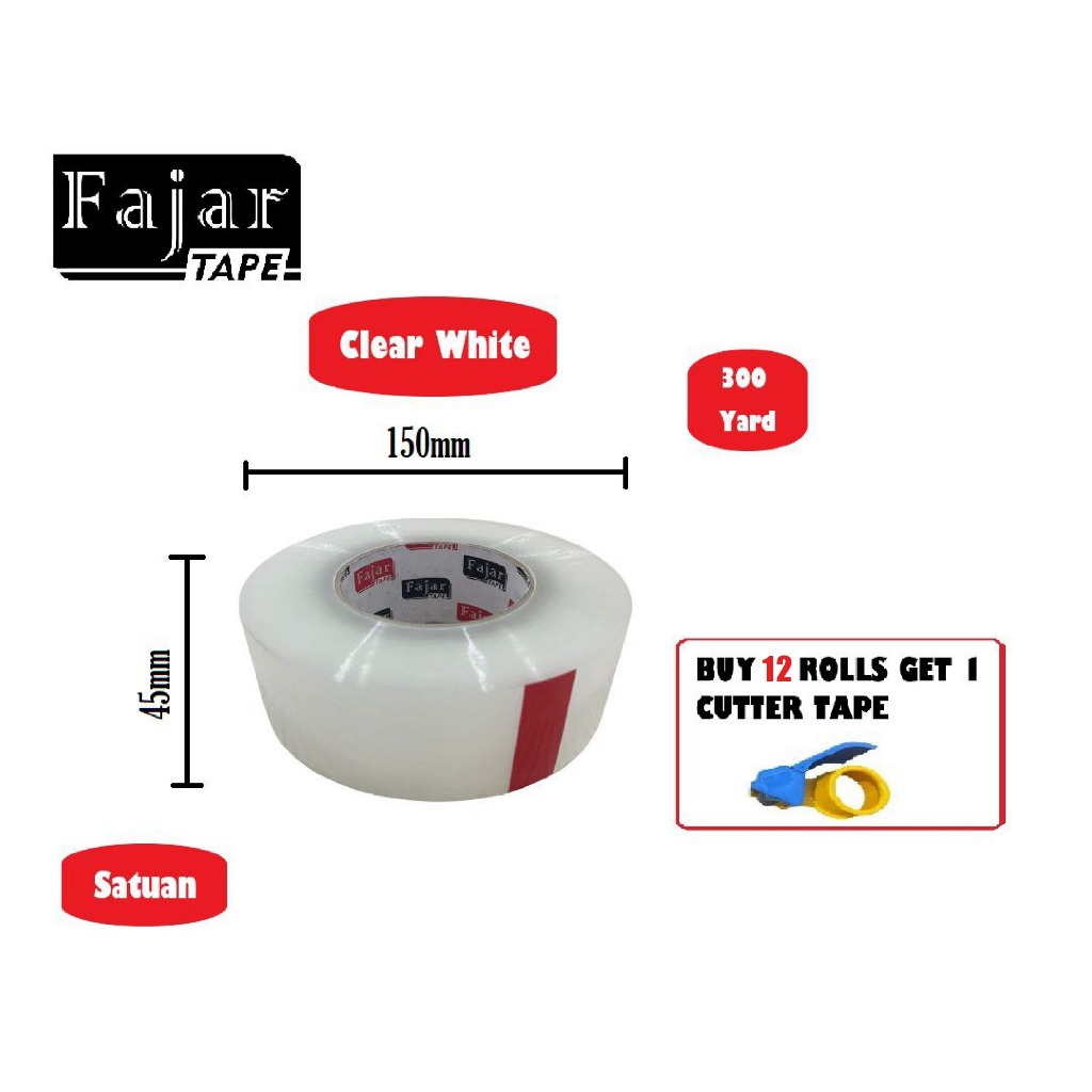 

Lakban Jumbo/ Lakban Bening/ Super White / 45mm* 300 Yard (Full Meter)