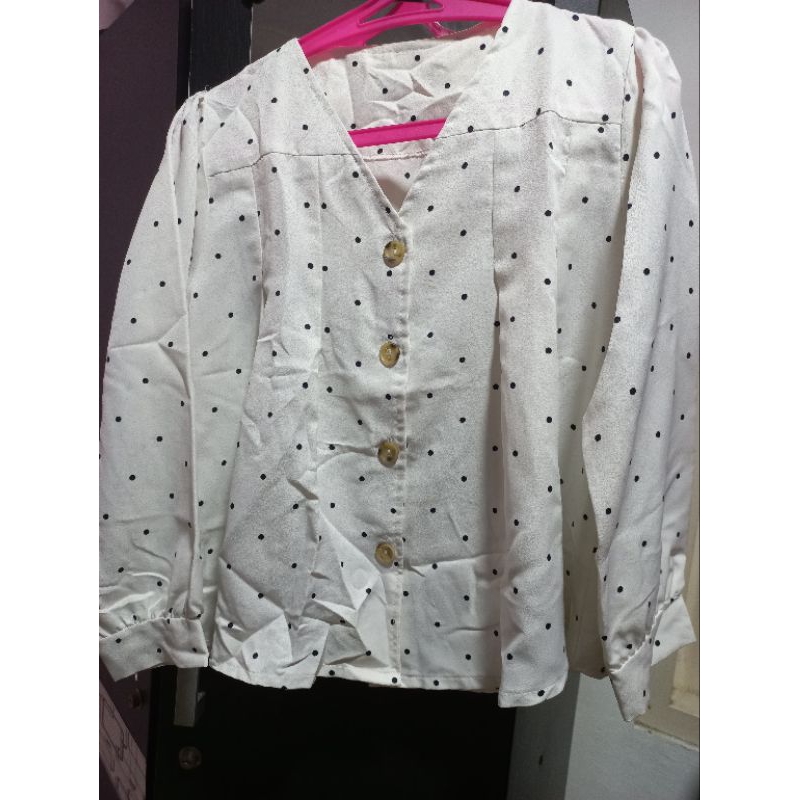 Blouse Crop Polkadot Preloved