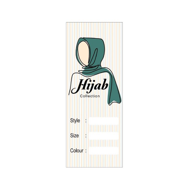 

HANG TAG HIJAB A uk 8.5 x 3.3 cm isi 100 pcs