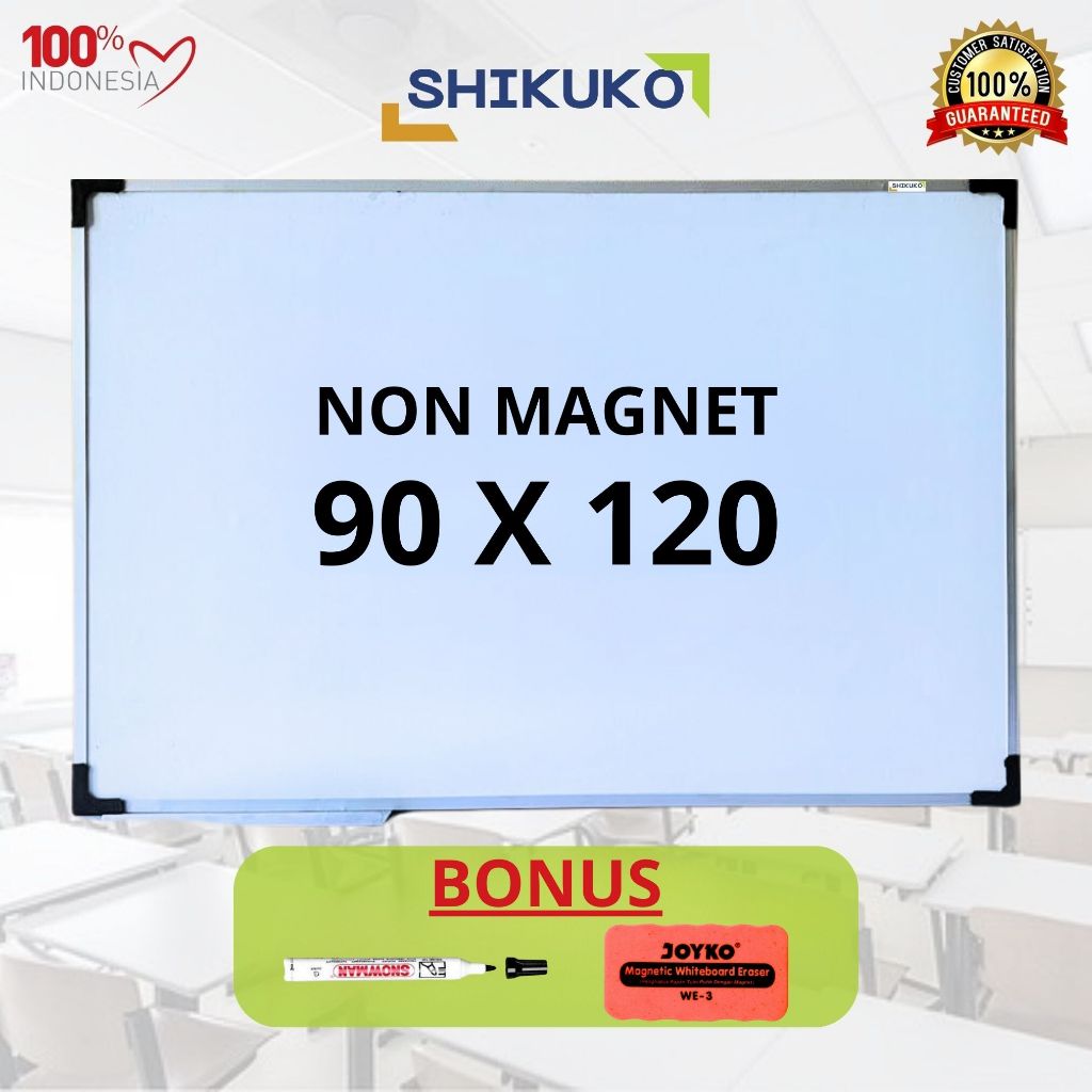

Papan Tulis Uk 90 x 120cm - Whiteboard - Papan Tulis Gantung Non Magnet SHIKUKO