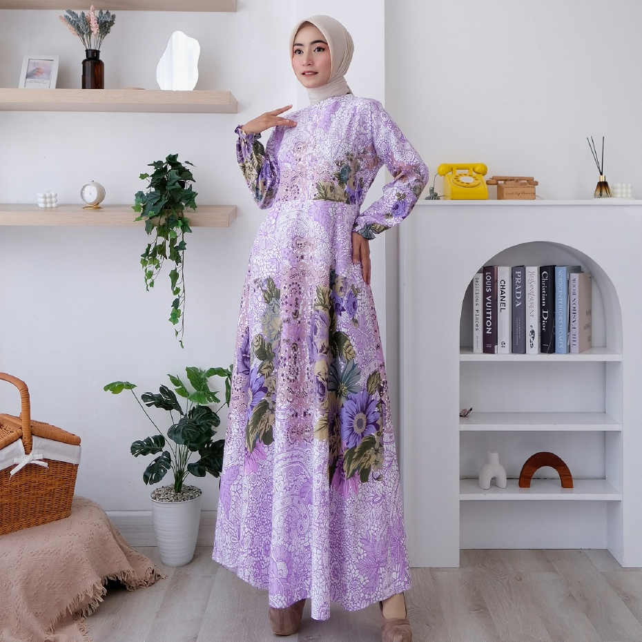 ABA agen baju official  GAMIS JAMILLAH ( DAPAT BAJU AJA ) - homey dress - gamis - gamis wanita - gamis katun apel - gamis muslim - dress - dress wanita - dress menyusui - gamis menyusui - gamis syari-JAMILLAH 35 UNGU