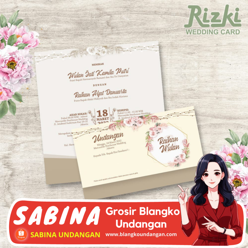 BLANGKO UNDANGAN PERNIKAHAN RIZKI 30 | SABINA UNDANGAN | BLANGKO NIKAH | KERTAS UNDANGAN | KARTU UND