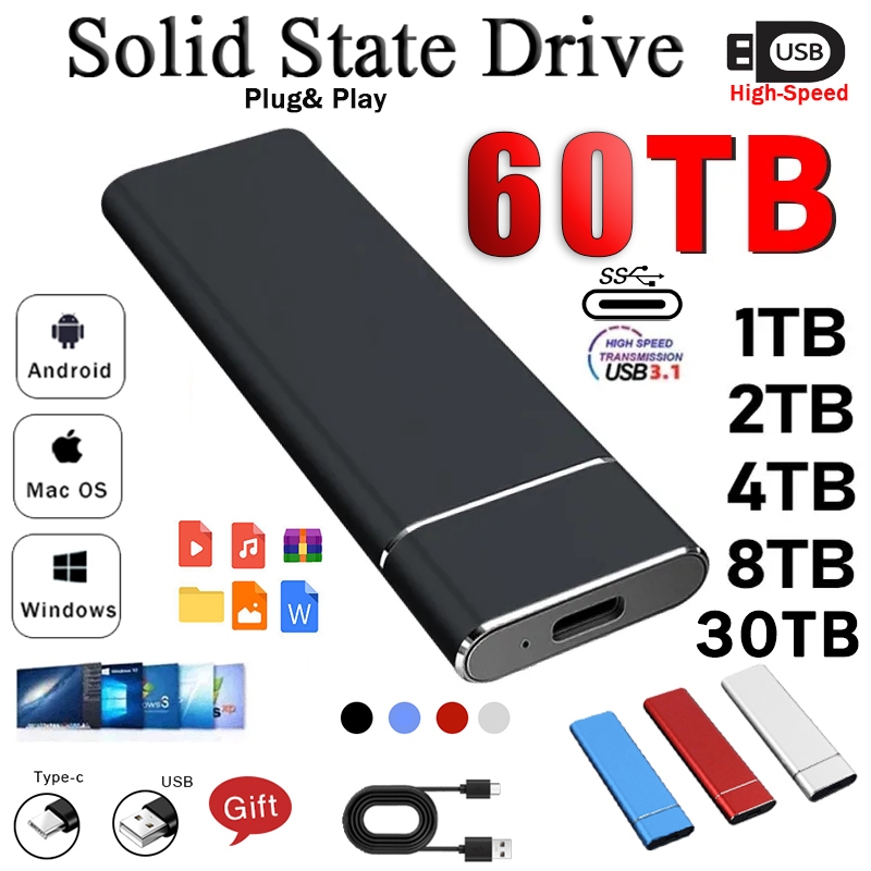 Hard Drive Eksternal SSD Portabel 4TB 4TB Solid State Disk Eksternal USB 3.1/Hard Drive Tipe C Penyi