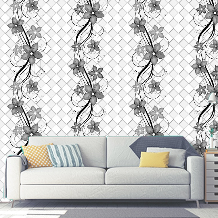 PAKET 5 ROLL WALLPAPER STIKER DINDING BUNGA RAMBAT HITAM CY1076 WALLSTIKER DEKORASI WALLSTICKER WALL