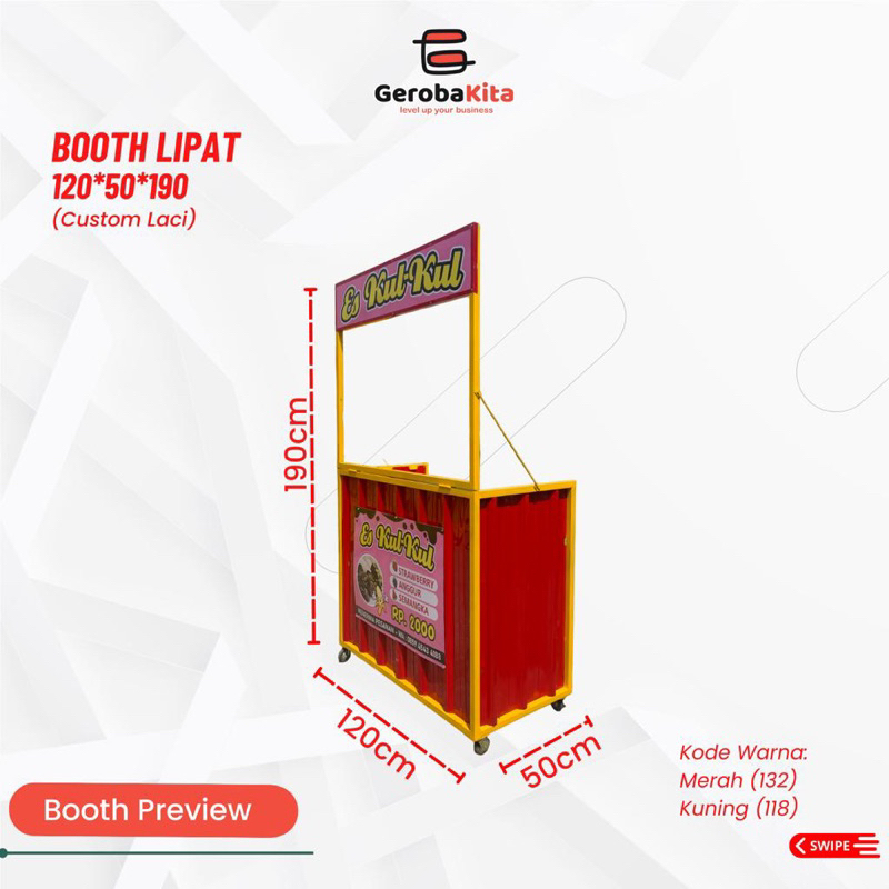 Booth Lipat 120x50x190 Custom Laci
