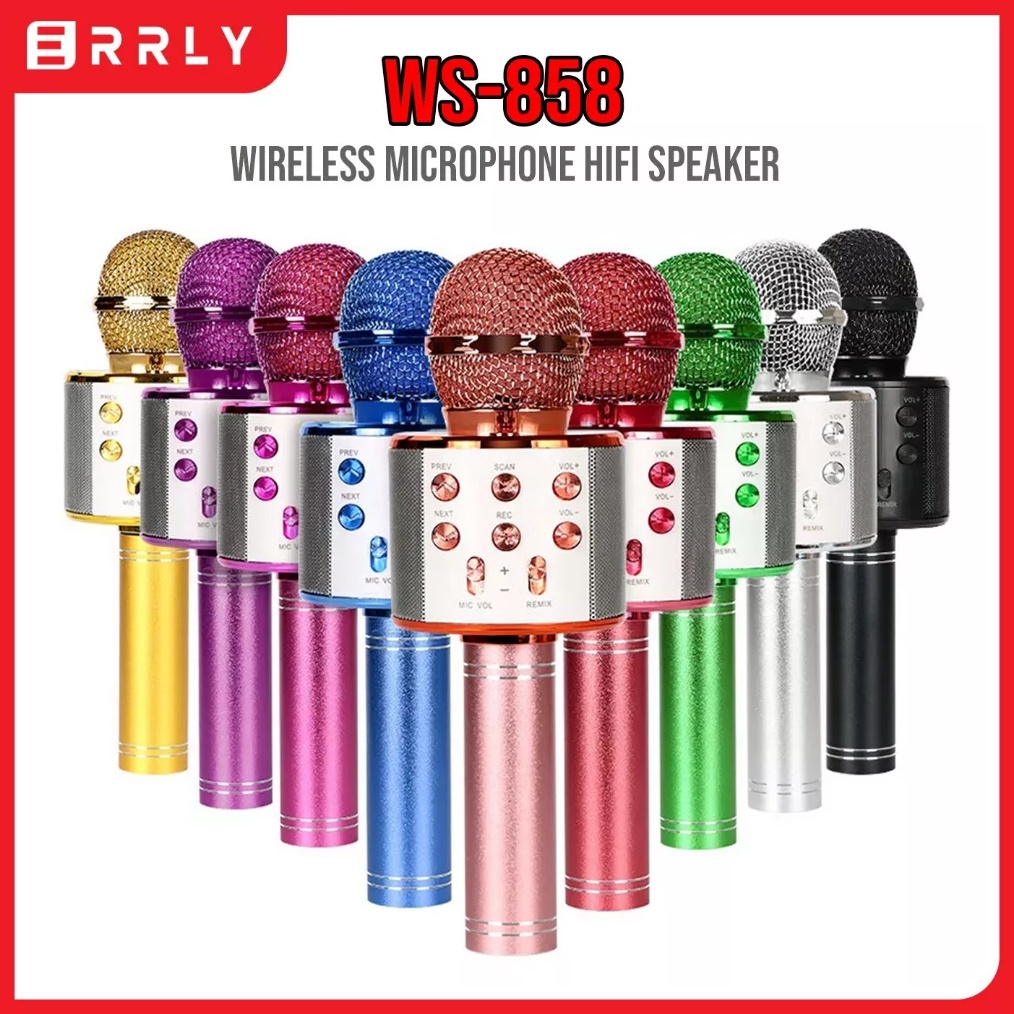 Original Mic Ws 858 Mic Karaoke WS858 Bluetooth Wireless Microphone Speaker KTV Smule Karaoke murah