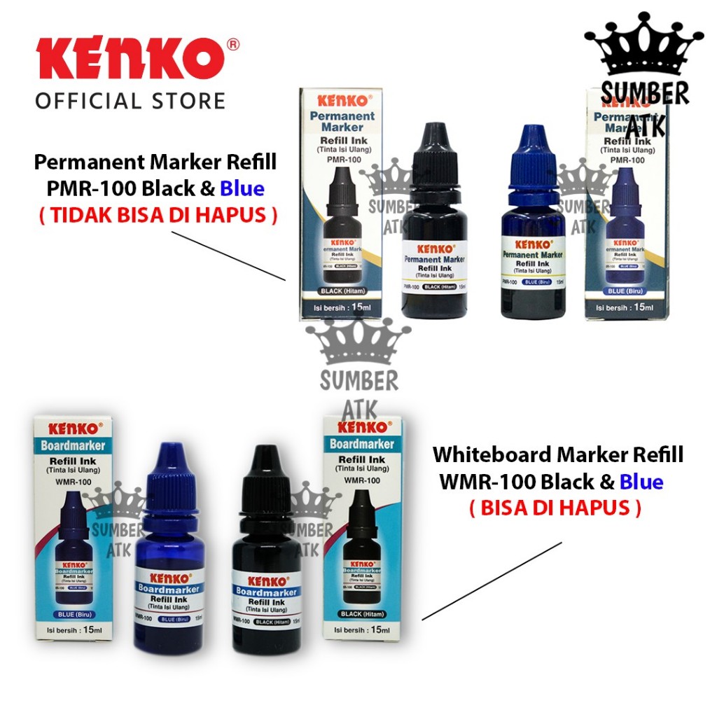 

KENKO WHITEBOARD INK REFILL / REFILL TINTA SPIDOL PAPAN TULIS WMR-100 PERMANEN PMR-100 Hitam Biru