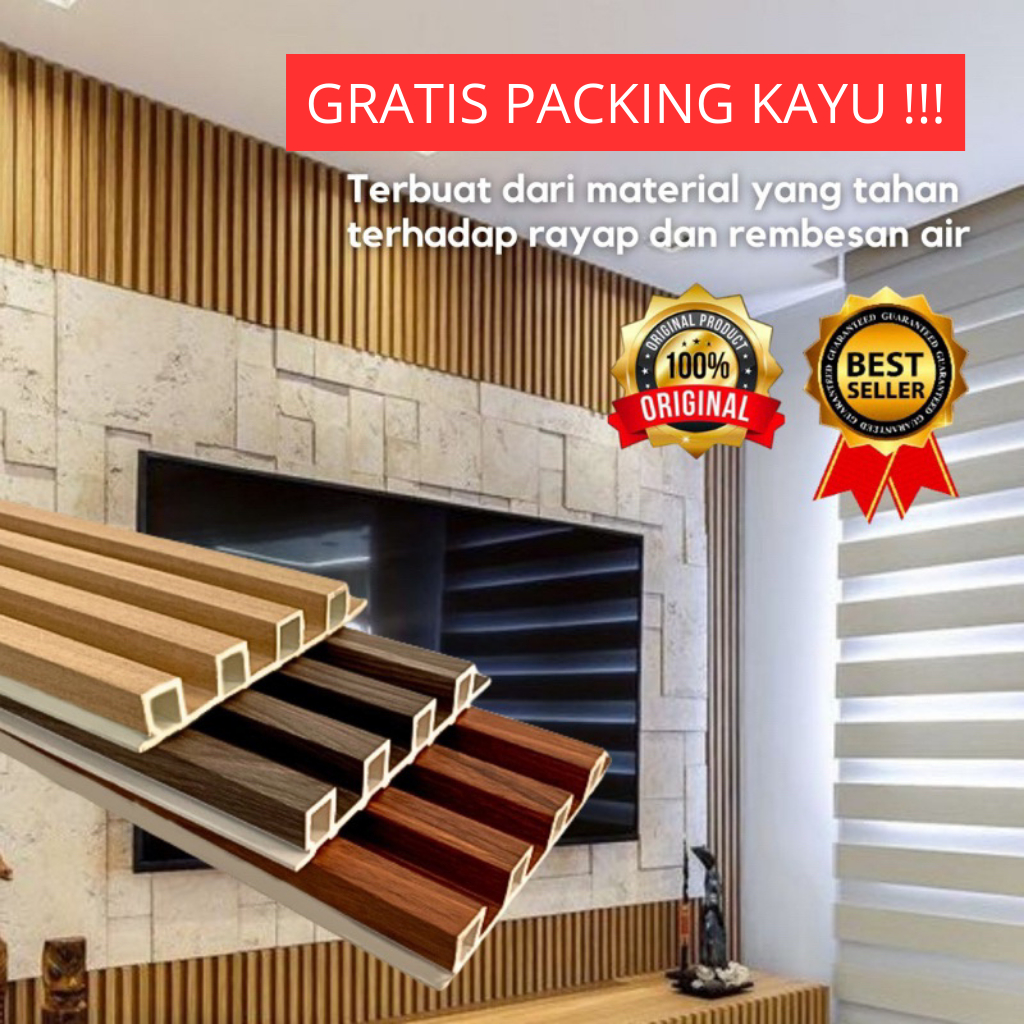 WPC Wood Wall Panel PVC Dekorasi Dinding Wallpanel WoodPanel Stiker Hiasan Dinding Wallpaper