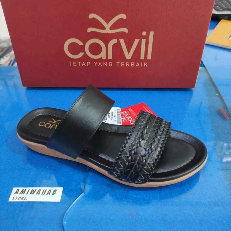 Sandal Flat Slide tali dua merk Carvil tipe Unira 02 | Sandal Flat Wanita Carvil | Sandal Slide tali