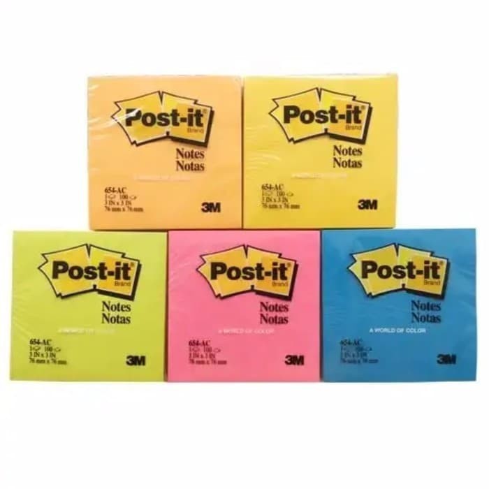 

Post It 3M 654 Sticky Notes 7.6cm x 7.6cm / Post-It Memo Tempel Kuning Biru Merah