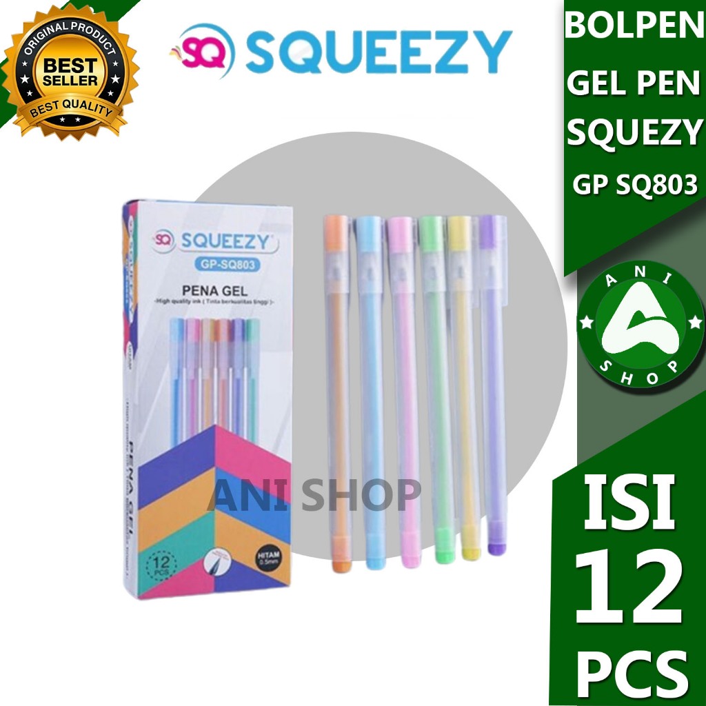 

PULPEN SQUEEZY GEL PEN ( PENA GEL ) GP SQ803 BLACK ISI 12 PCS ANI SHOPP