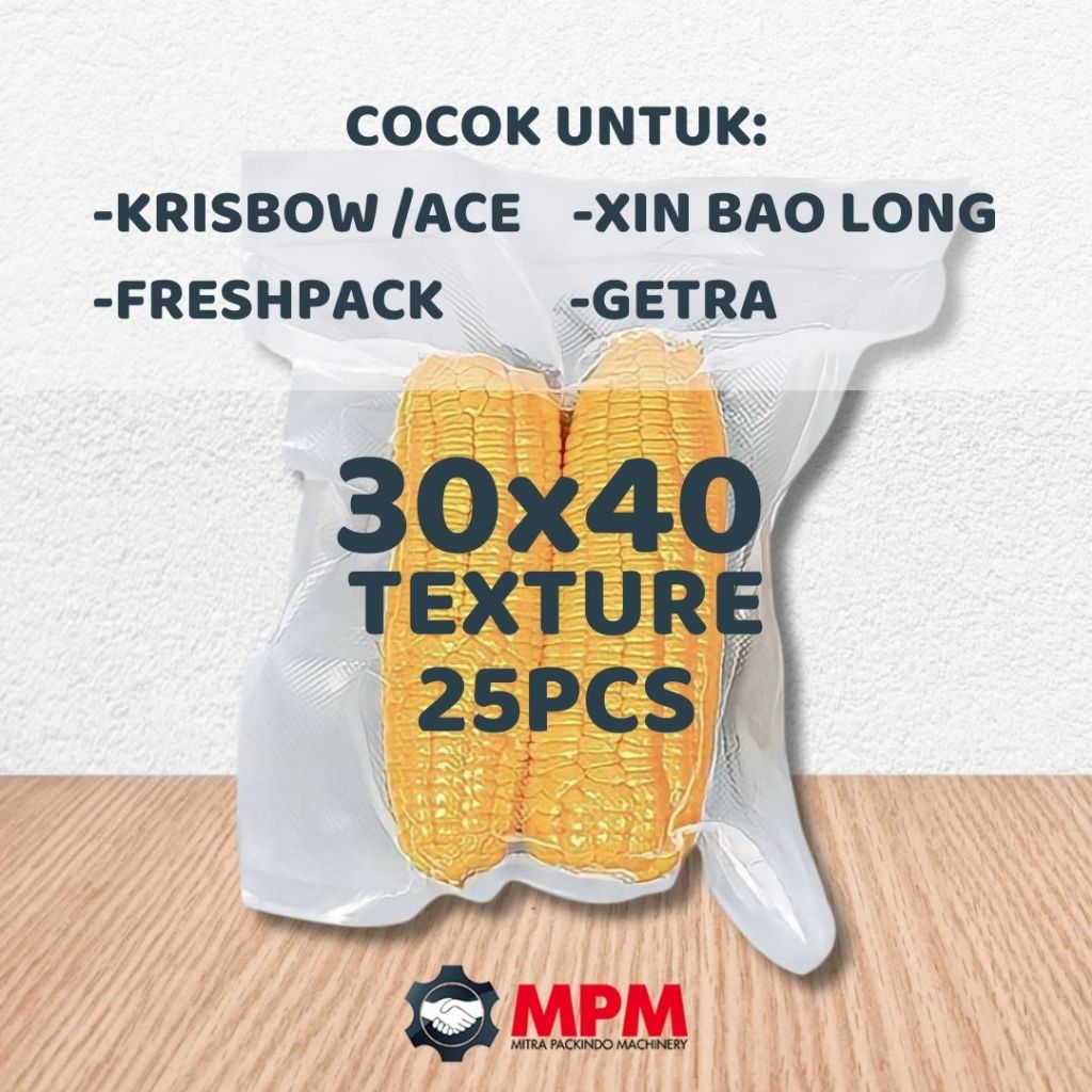 Plastik Vacuum Bag Texture untk Mesin Vakum Sealer ACE Freshpack Krisbow Fresh World 30x40 cm Tekstu
