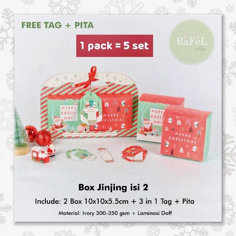 

1212 HARGA GROSIR 5 Set Box Jinjing Natal 2 Toples 25 Gr