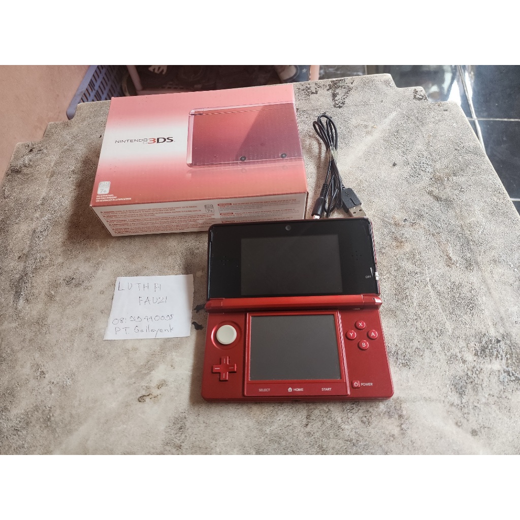 Nintendo 3DS not XL Flame Red CFW Luma 16GB Fullset 07